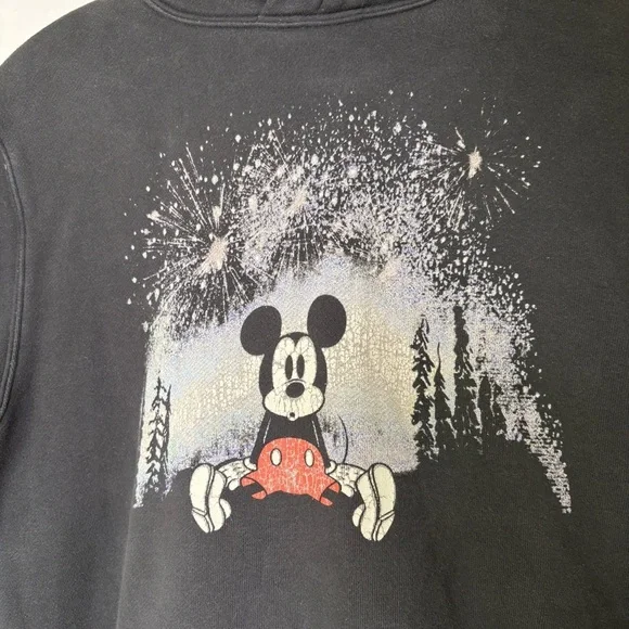 DISNEY x AE Mickey Mouse Fireworks Trees Oversized Retro Hoodie Sweatshirt XS - Picture 4 of 12